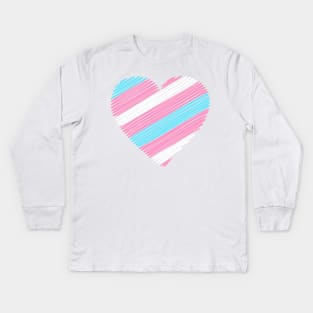 Transexual flag heart Kids Long Sleeve T-Shirt